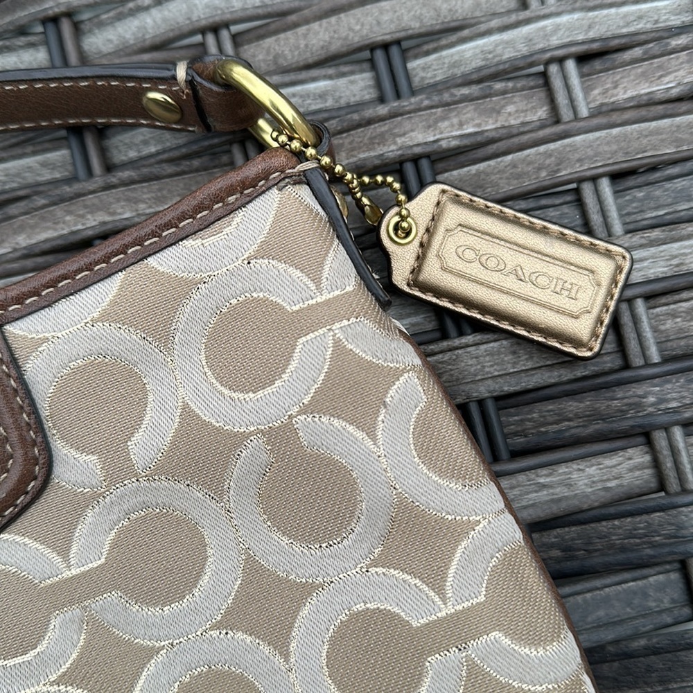 COACH Ashley Khaki & Gold Lurex Optic Art Swingpack Crossbody - Picture 6 of 16